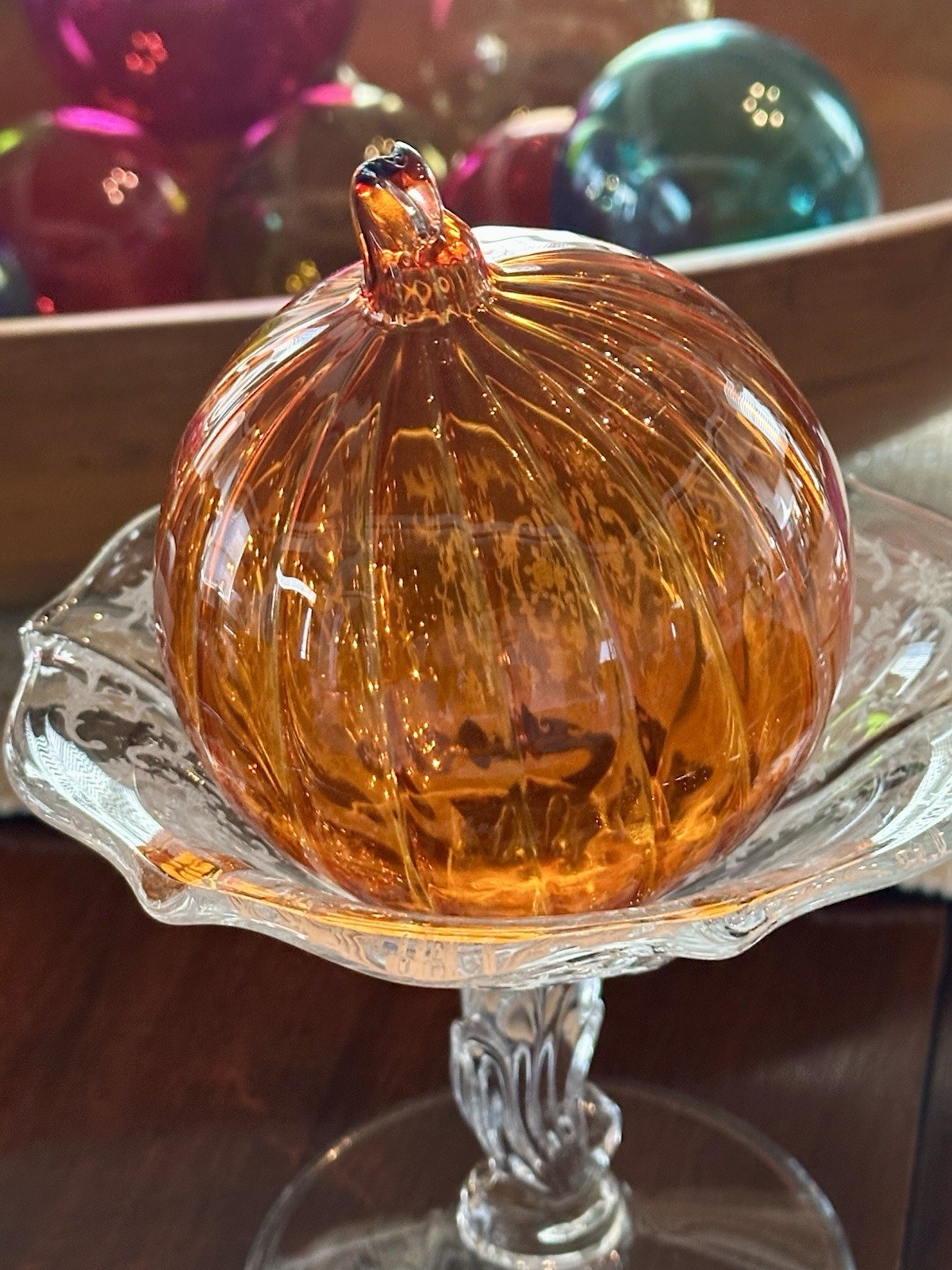 Art Glass Orb Ball Hand blown Ornaments Lot Of 12 Pink, Purple, Yellow, Green