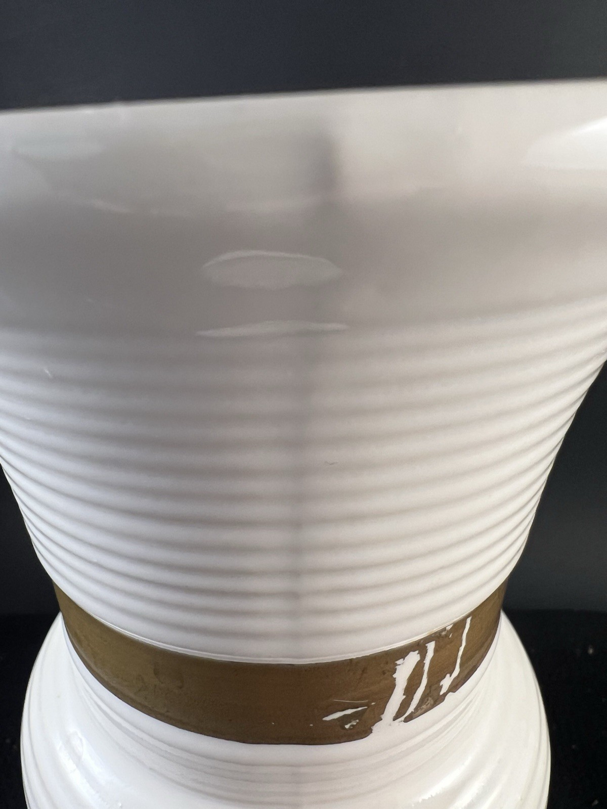 Vintage Hull Pottery 101 Gold Medal Flowerware Vase Mid Century White Ribbed
