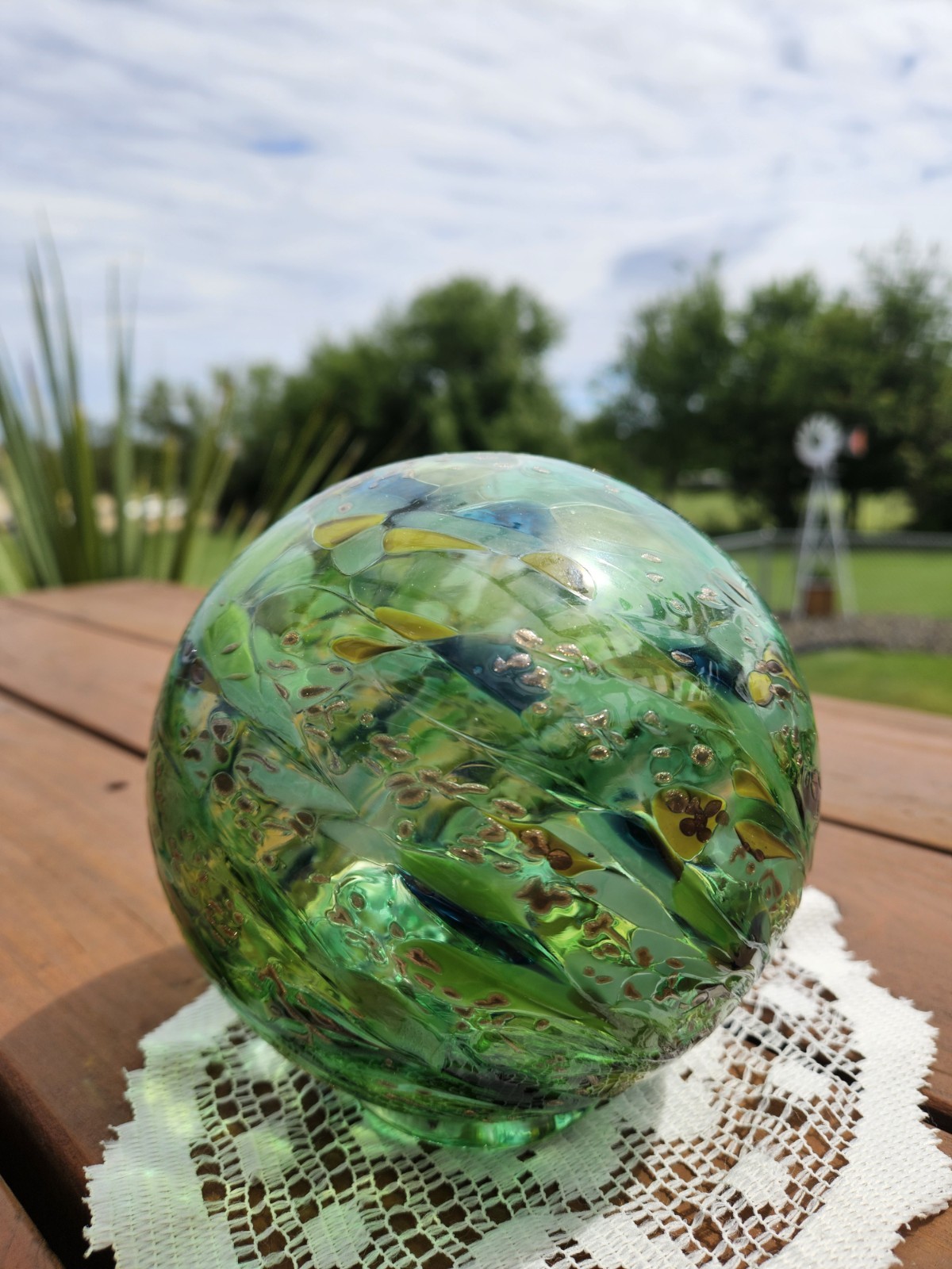 Glass Hand Blown Float Ocean Beach Cobalt Blue/Green/Gold. Lincoln City Oregon.
