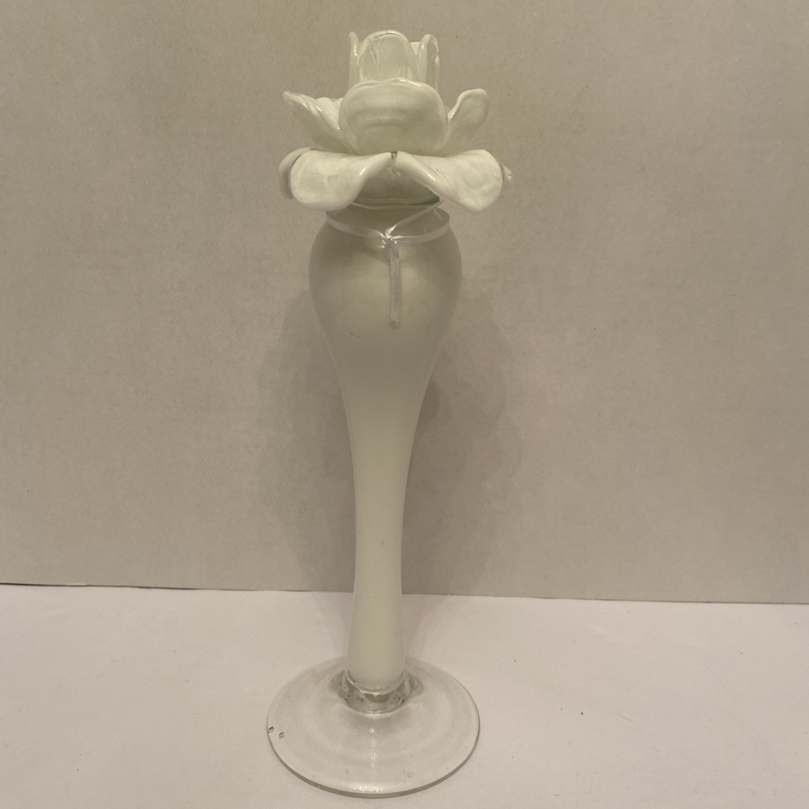 Hand blown Rose Candlestick Holder