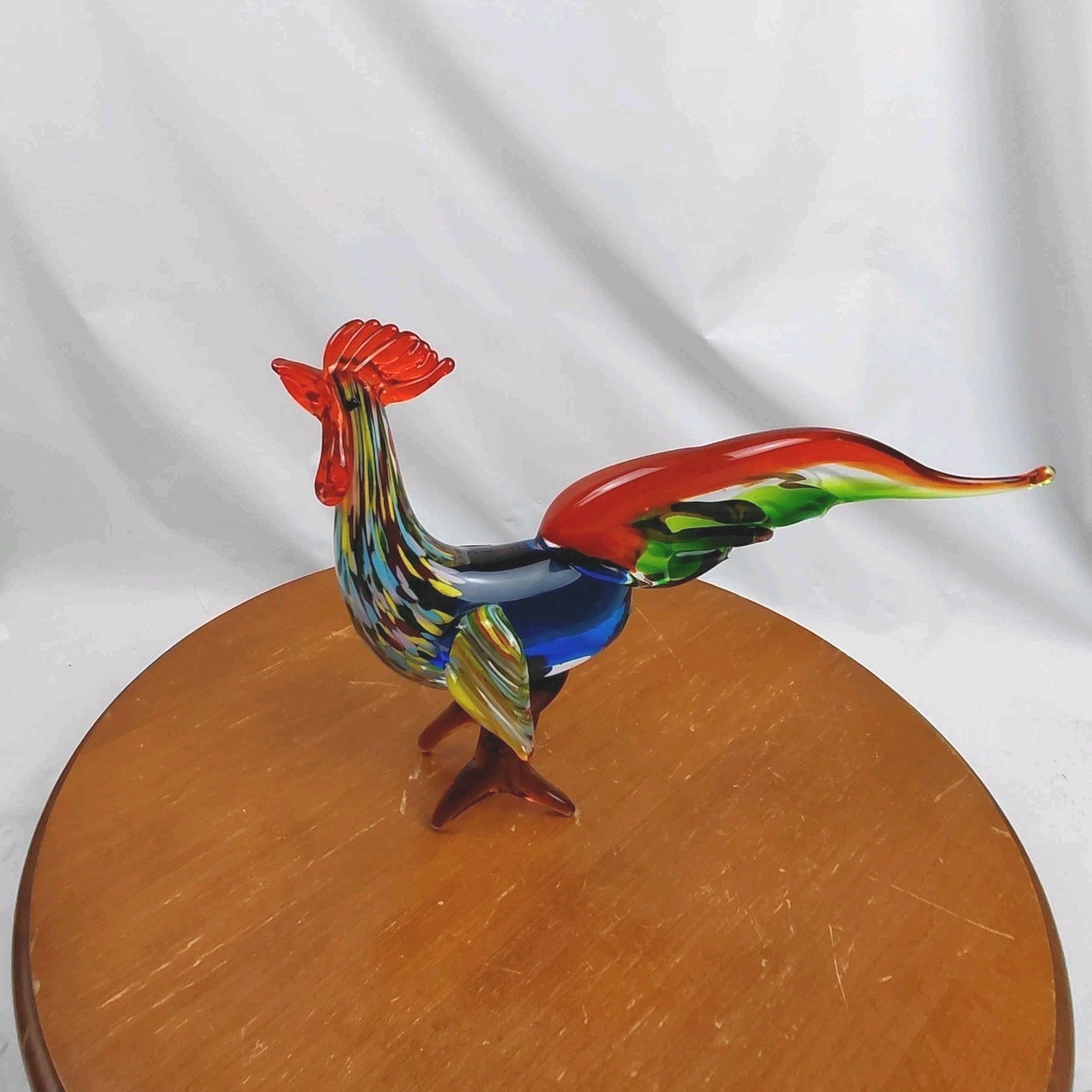 Vintage Murano Art Glass Rooster Hand Blown Multicolor Figurine 11.5″ Long