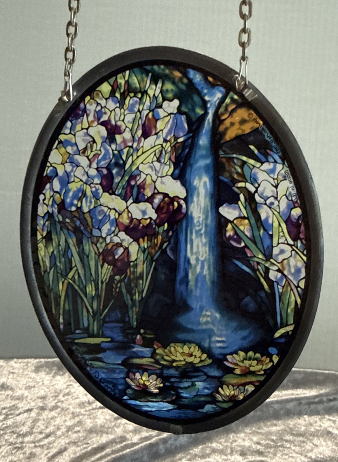 1989 Glassmasters Louis Tiffany Waterfall Stained Glass Suncatcher Lily 6.5″×5″