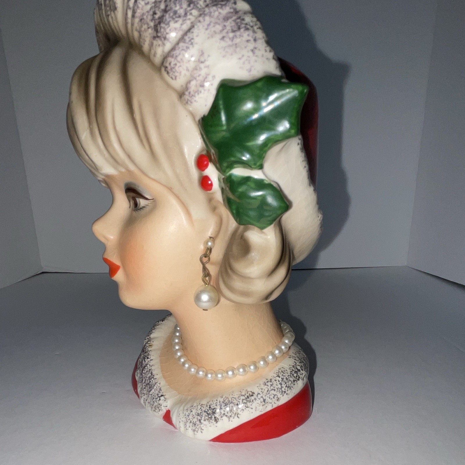 Napco Christmas Lady Head Vase