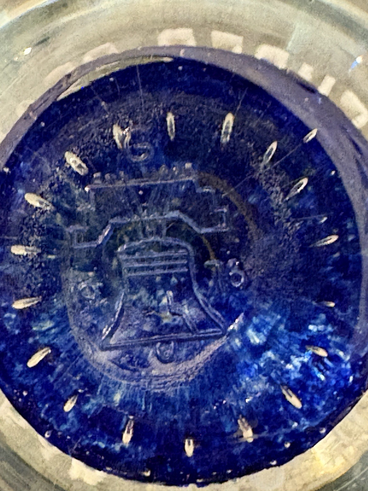 Pearl Harbor Glass 1941-1971 John Gentile Paperweight Marked G Liberty Bell