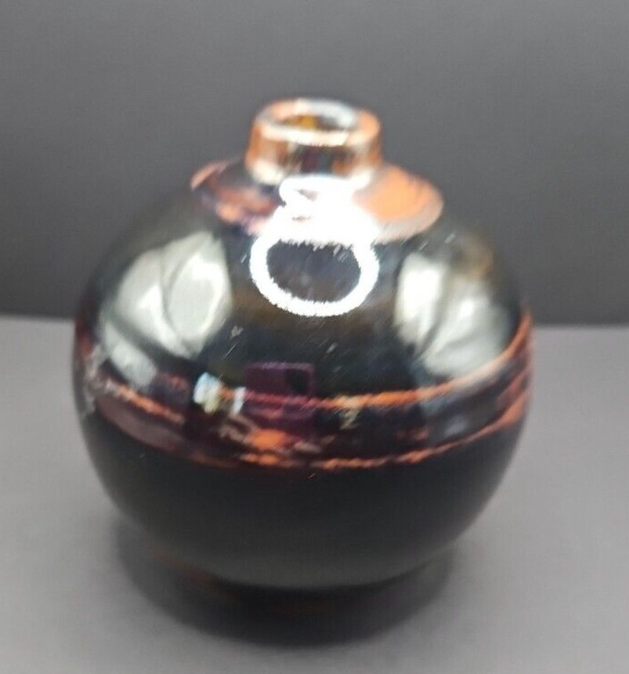 Small Vintage Ball Bud Vase Natural Brown Metallic Glaze Mid Century Japanese
