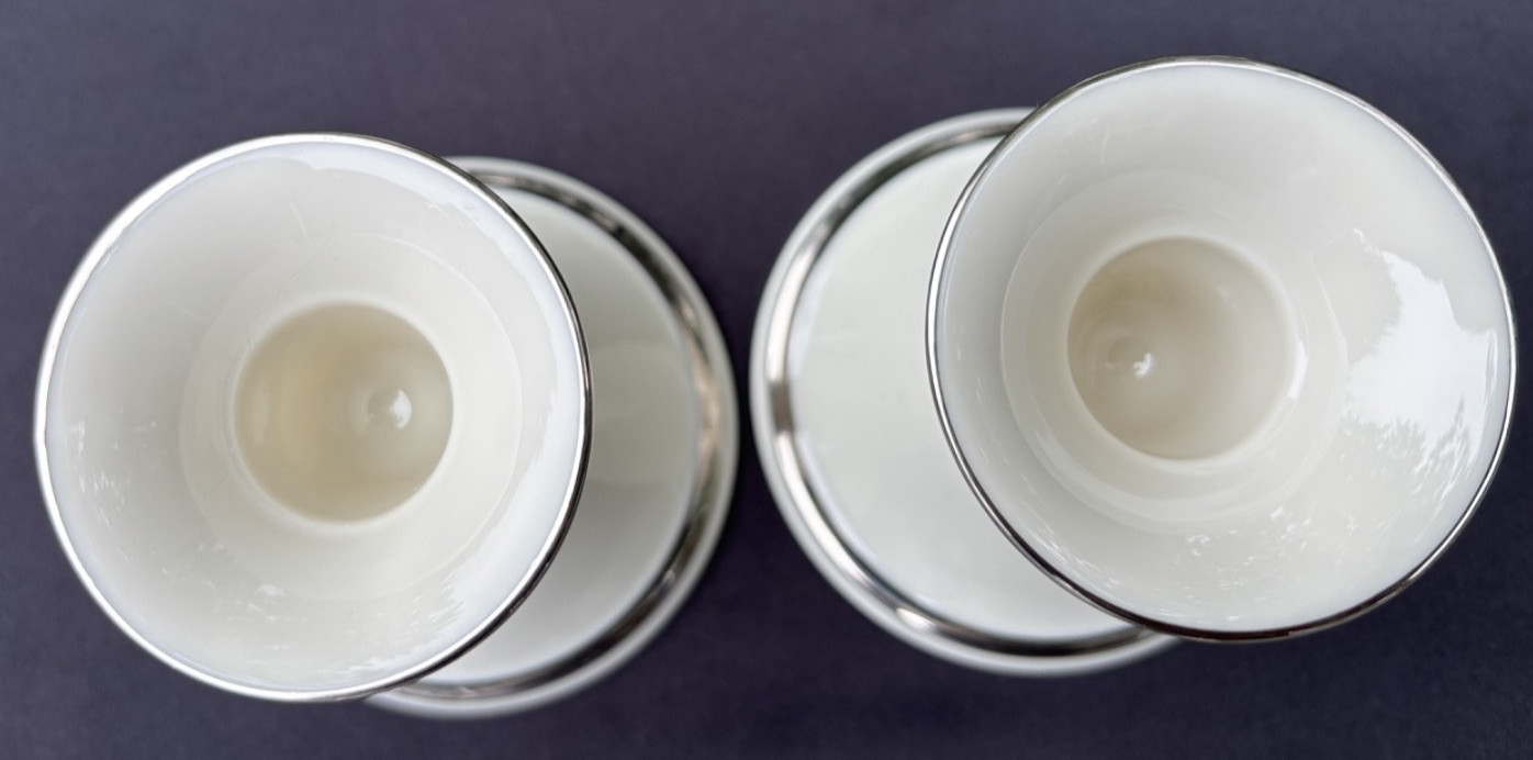 Set of 2 LENOX Solitaire Platinum Trim Single Candlestick Holders Excel. Cond.