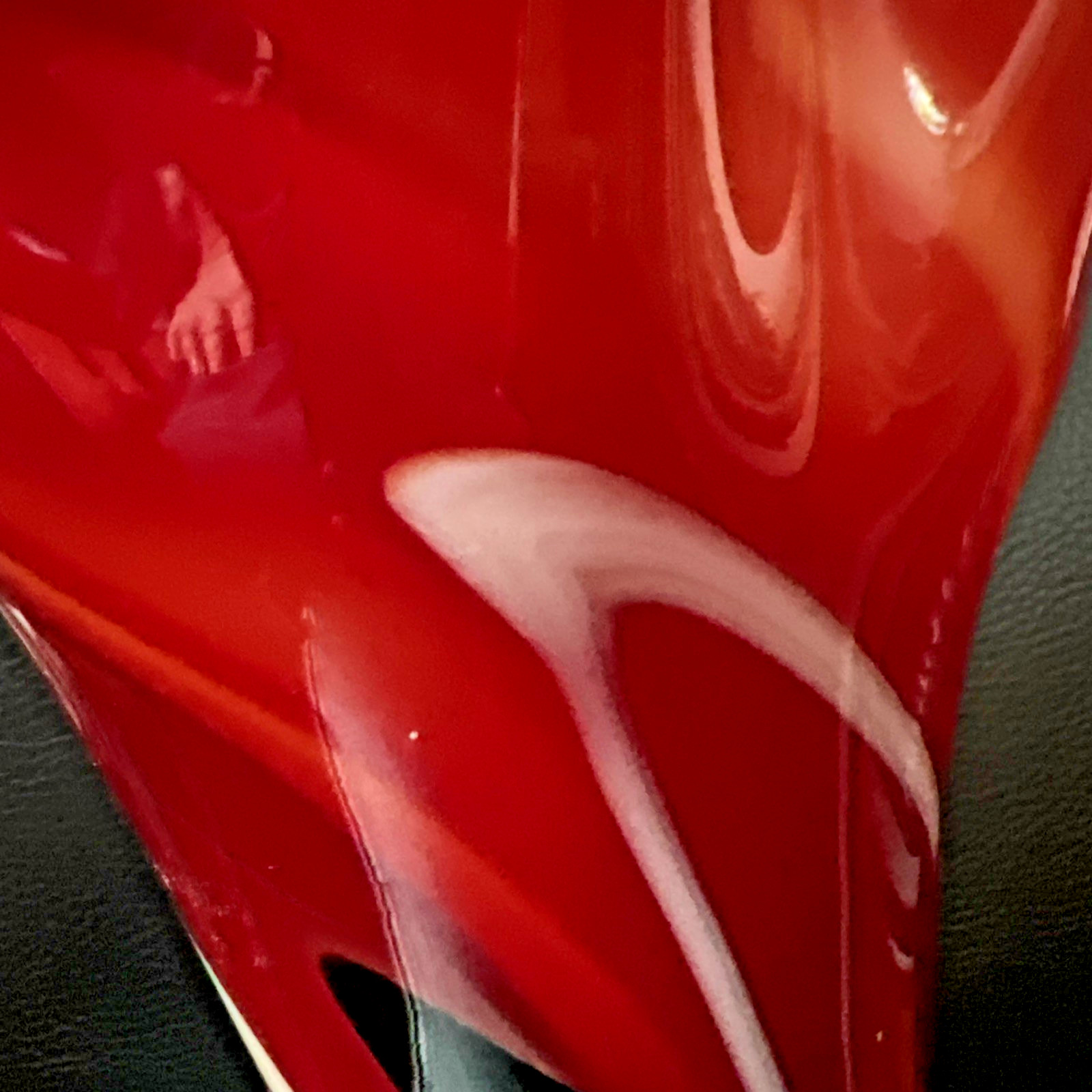 Huge Hand-Blown Large Glass Red and Black Vase 33 cm tall vintage