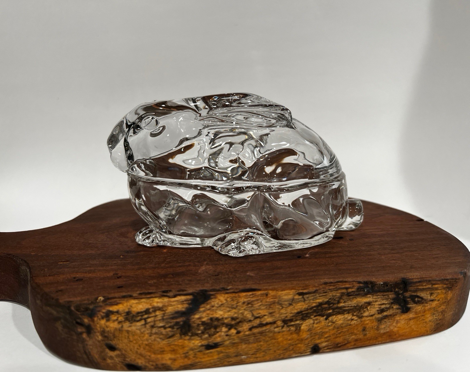 Rare Vintage Cambridge Glass Bunny Box Crystal Covered Candy Dish / Trinket Box