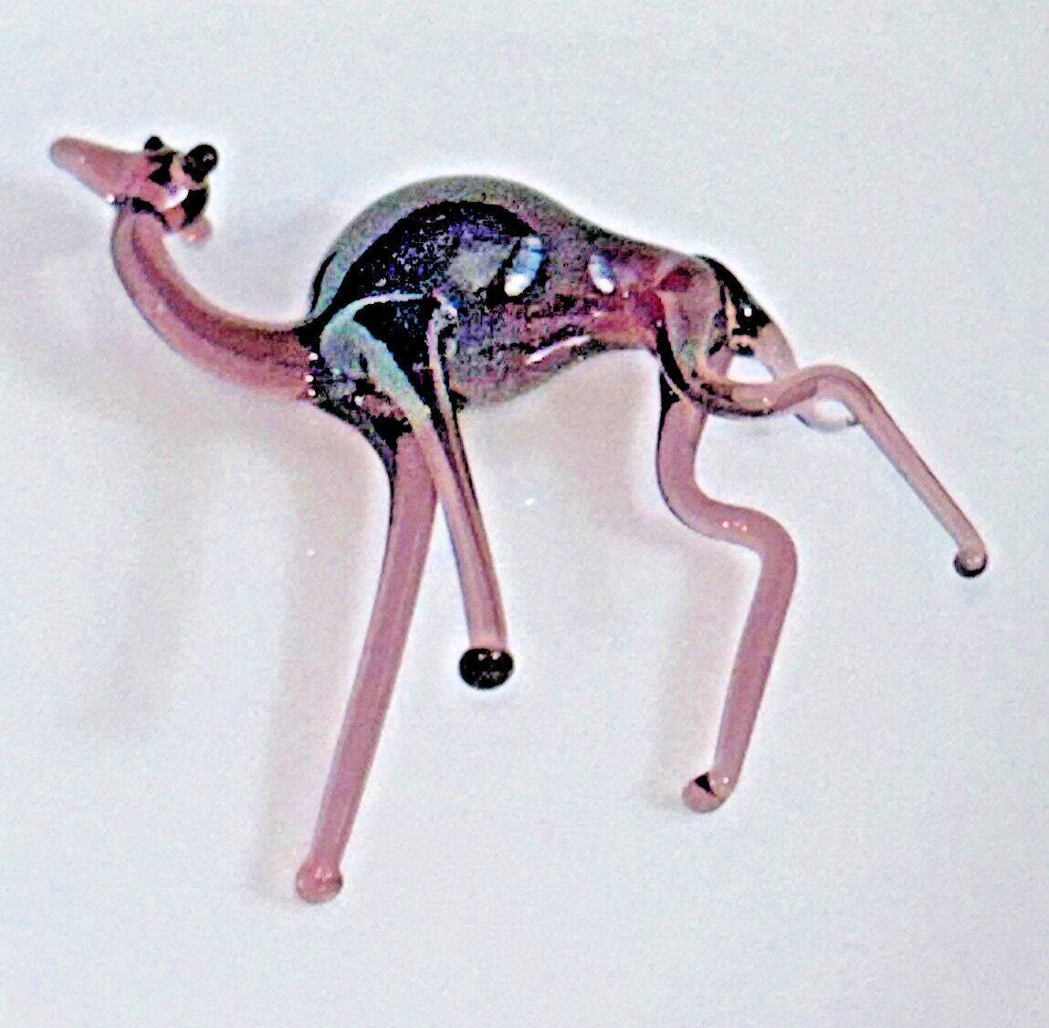 Vintage Camel Figurine Blown Glass Delicate Purple