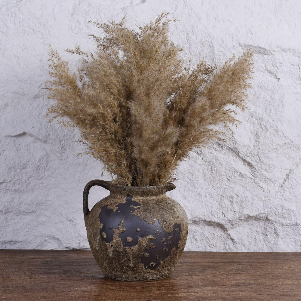 Rustic Wabi Sabi Vintage Vase – 7.9″ Tall Decorative Pottery for Home Decor