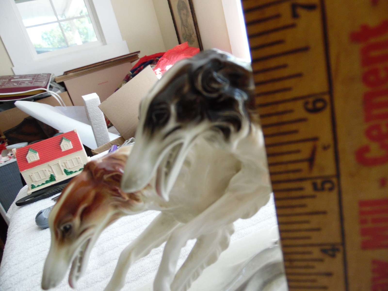 Stunning Vtg. Antique Hertwig German Porcelain Borzoi Greyhound Dogs Figurine