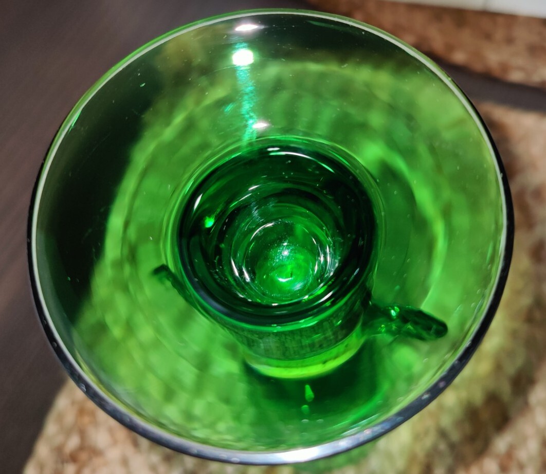 Mikasa Art Glass Candle Holder Green Yellow Table Mantel Hand Blown Czech