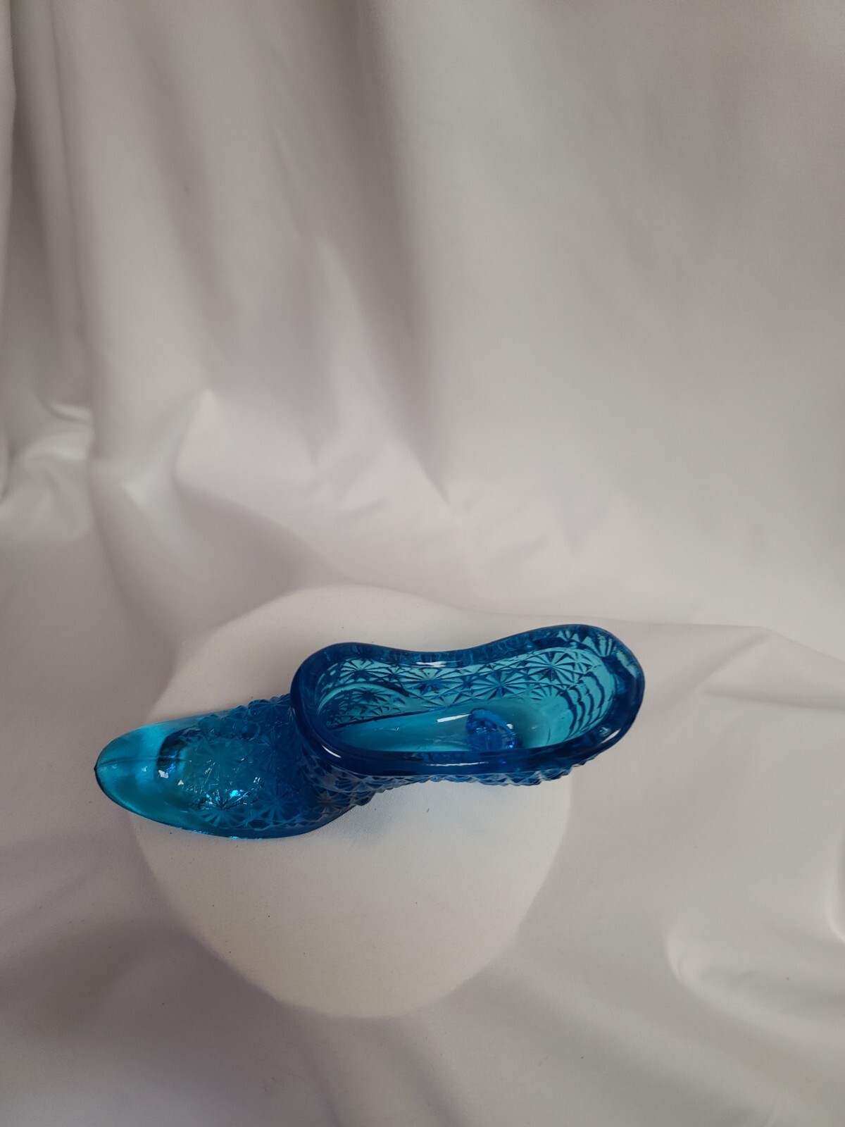 Vintage Fenton Colonial Cobalt Blue Daisy Button Slipper Shoe Toothpick Holder