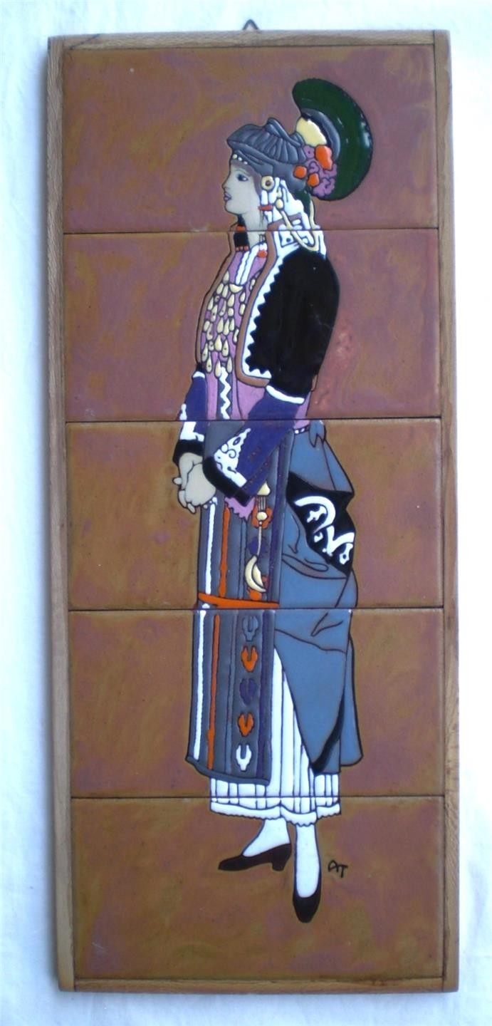 Greek Art Tile Studio Ceramic Folk Traditional Costumes Greece Evzone Tsakirakis