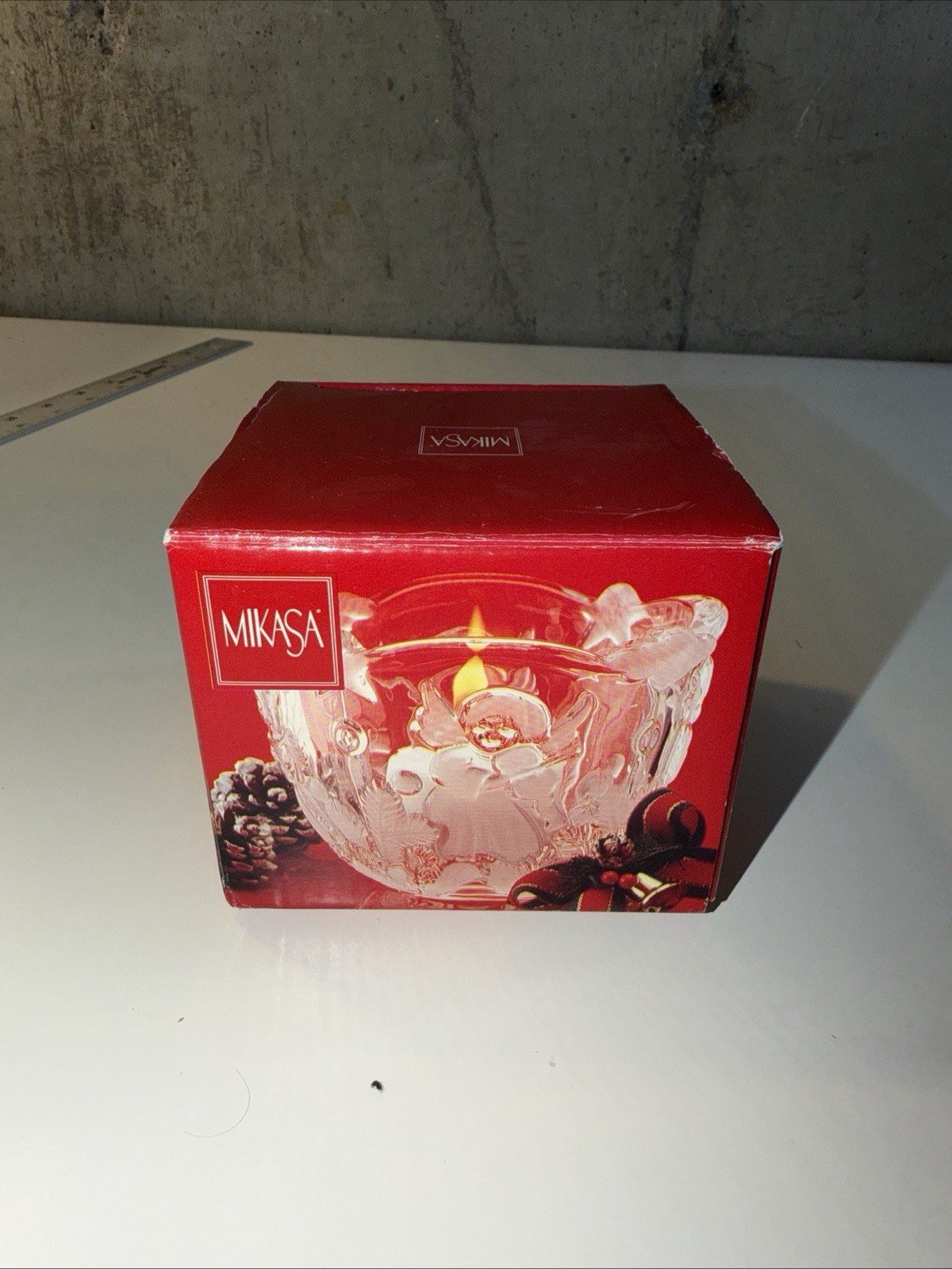 MIKASA Crystal Holiday Lights 3.25″ Frosted Angel Votive Candle Holder WY835/910