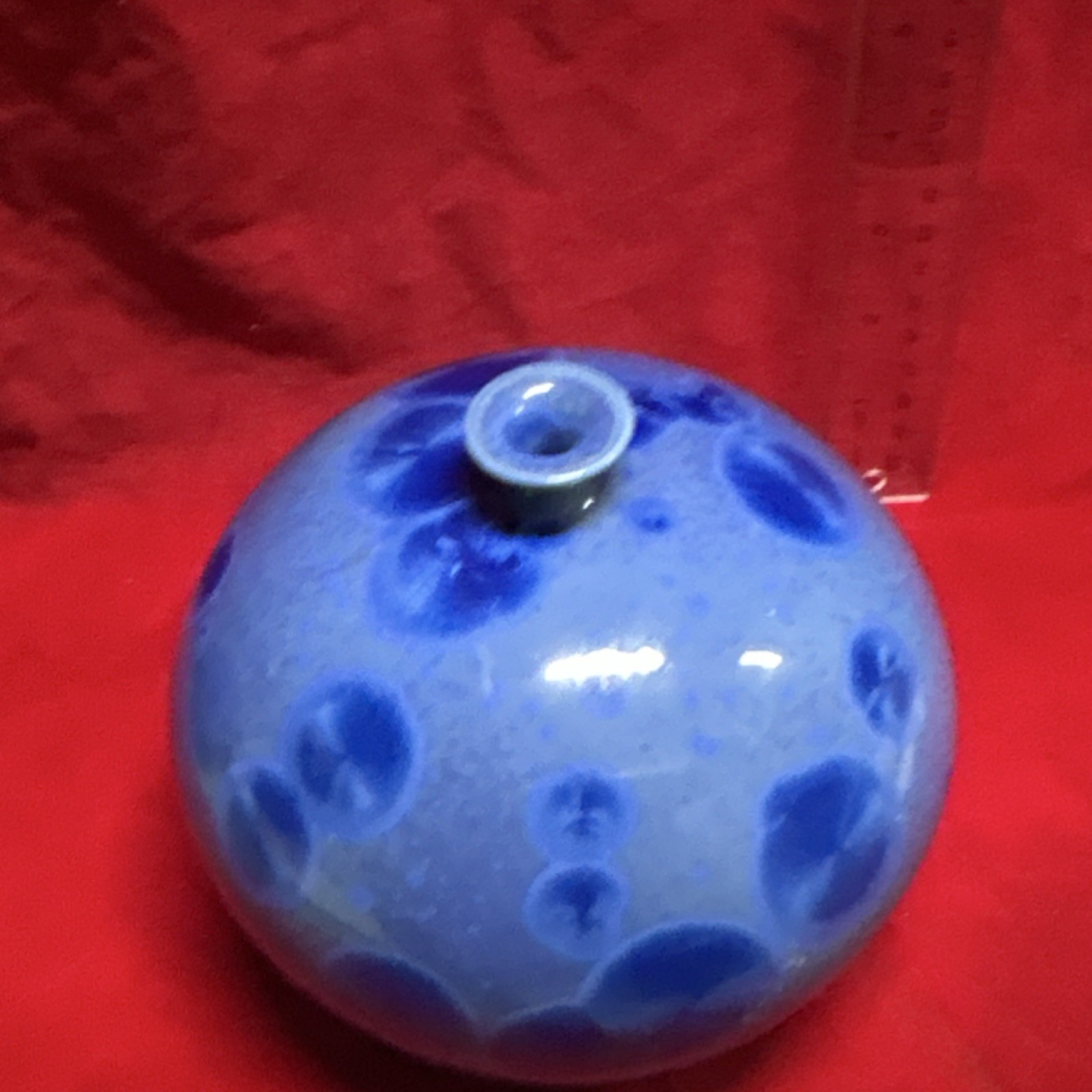 Blue Crystalline Glaze Studio Pottery Signed Art Ceramic Bottle Modern Handmade