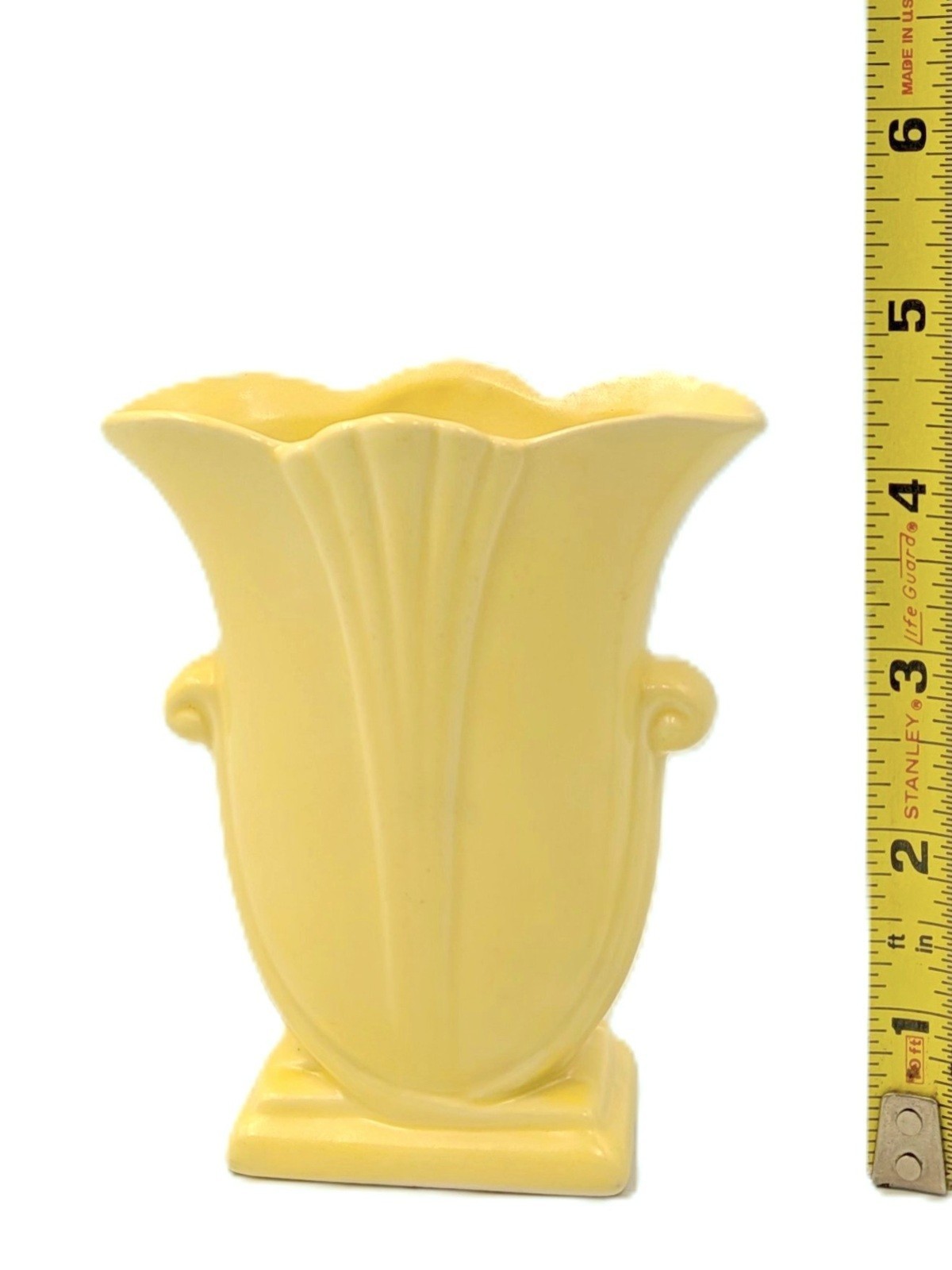 Vtg MCM Red Wing Miniature Bud Vase #874 Luster Yellow Art Deco 4 3/8 in.