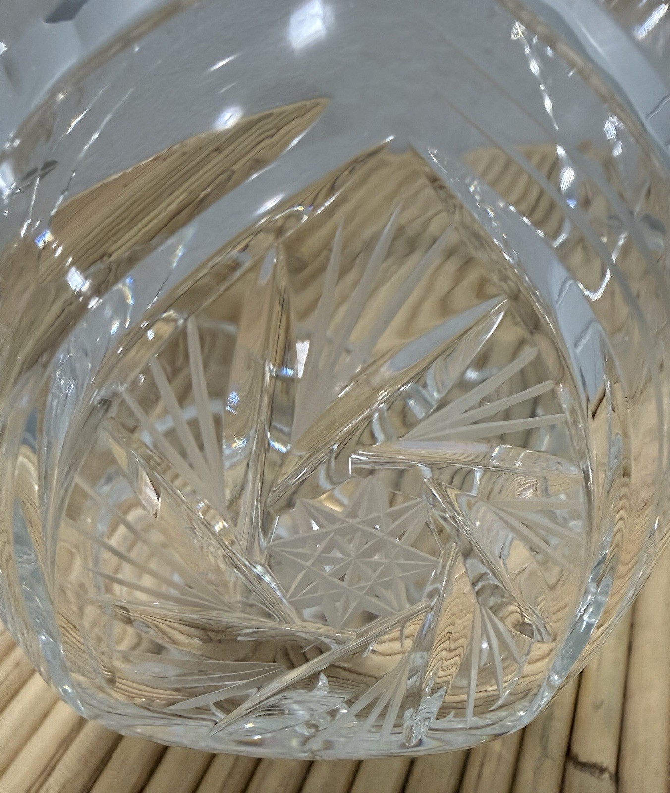 Clear Glass Basket Geometric Glass Cut Design & Decorative Handle
