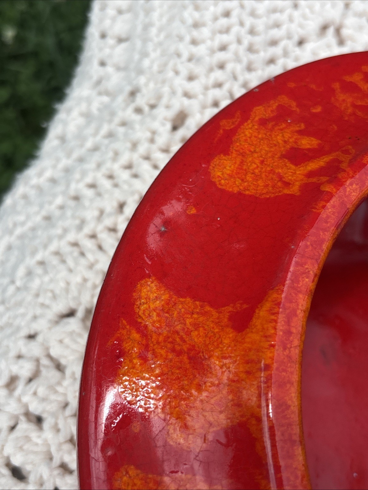 CALIF USA 60s VTG MCM Hot Lava drip Glaze Orange Red Planter Bonsai Pottery NAC