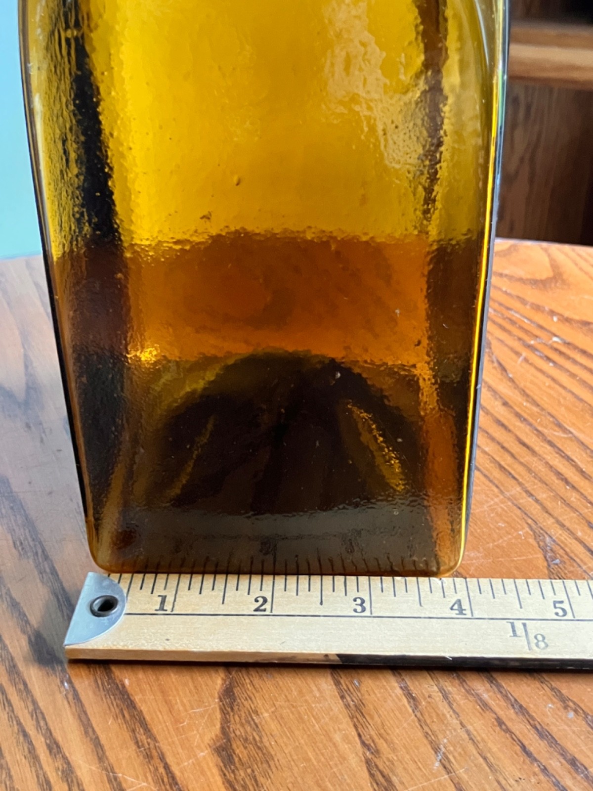 Vintage ÁVALOS GLASS Amber Honey Brown Hand Blown Bottle 12 1/2″ Mexico