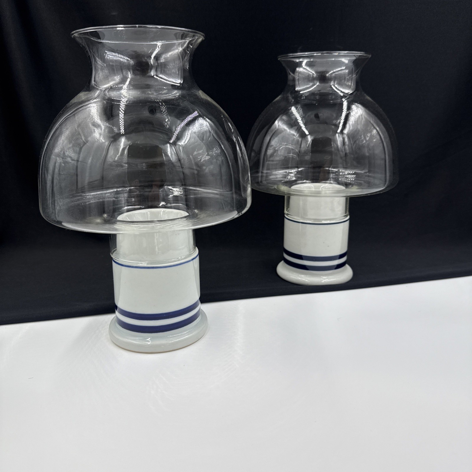 Vintage Dansk Christianshavn Blue (1) Hurricane Lamps Japan •PRISTINE•
