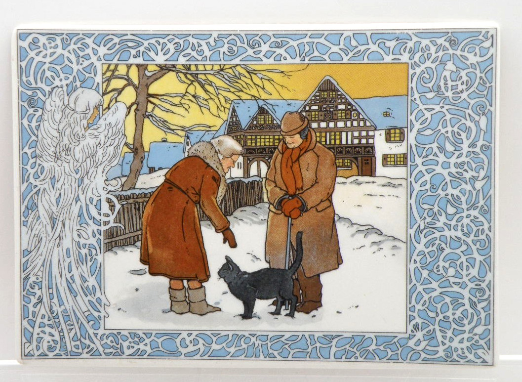Vtg Villeroy Boch VilboCard Ceramic Tile Postcard W Germany Winter Walk by Blume