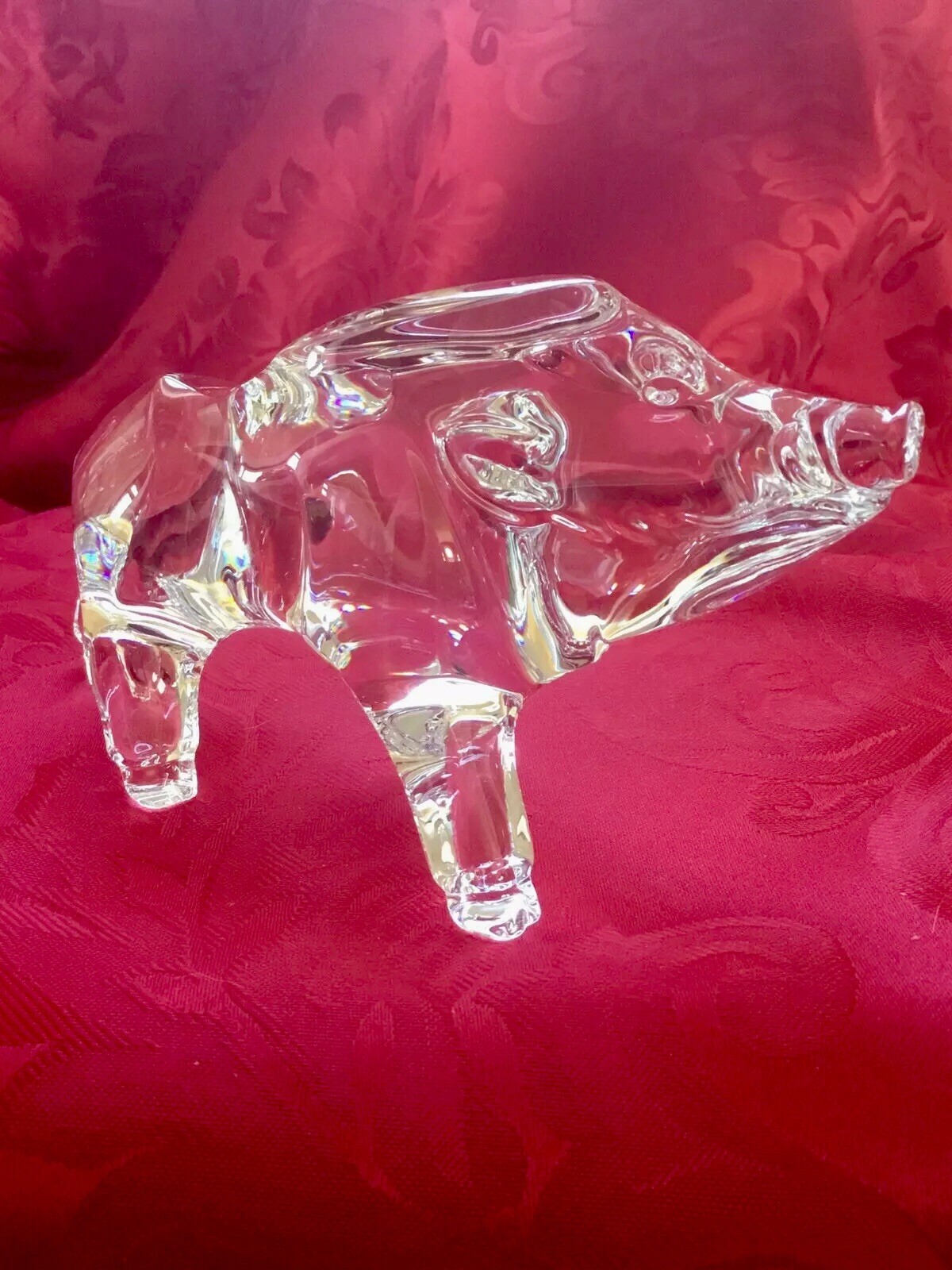NEW FLAWLESS Stunning BACCARAT France Glass ZODIAC Crystal BOAR PIG HOG Figurine