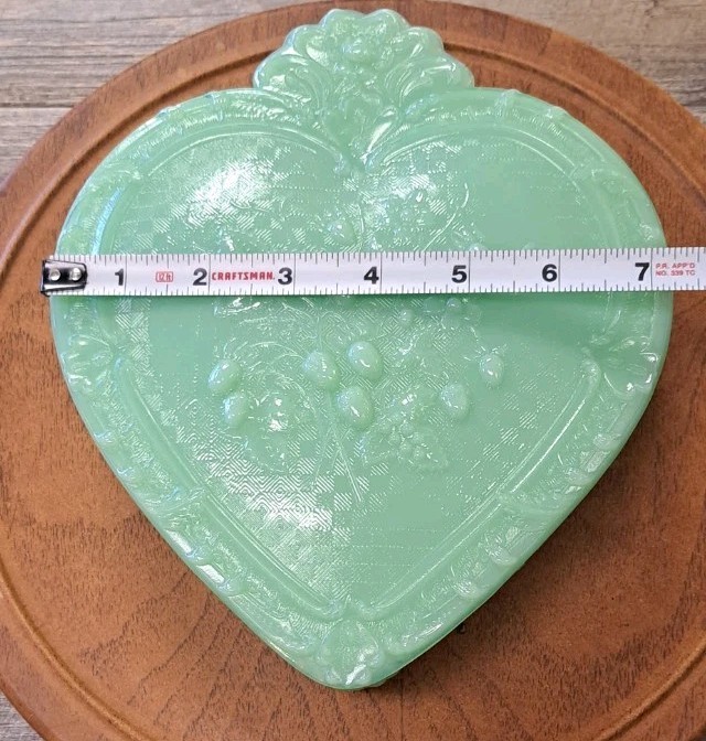 Vintage Style Mosser Jadeite Strawberry Heart Covered Box – New from Fenton Mold