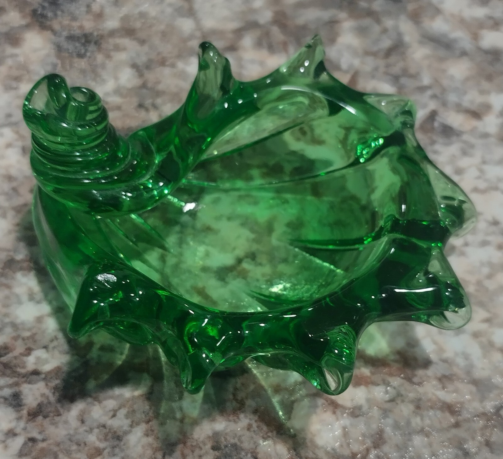Vintage Blue Chalet Canada Green Conch Shell Glass Trinket Dish Nautical…