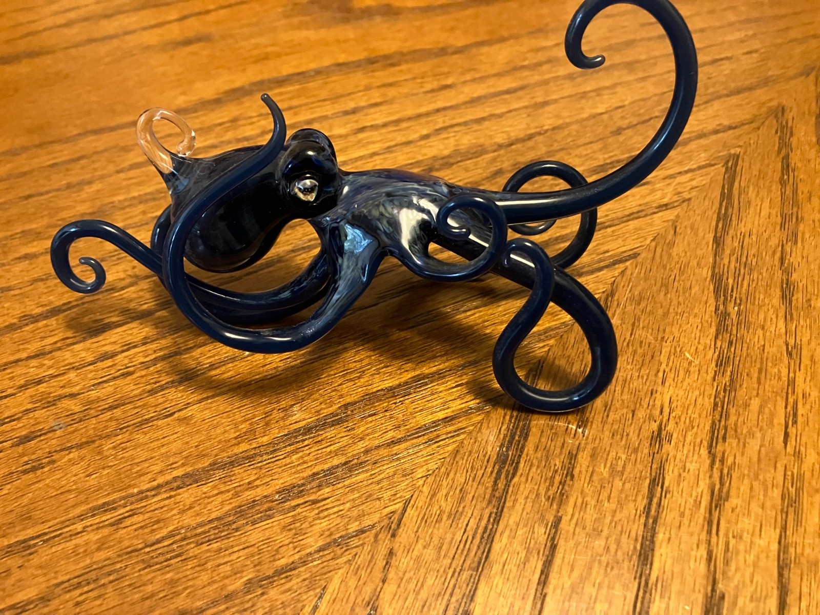 Glass Octopus Dark Blue Colored Figurine Hand Blown Art Deco