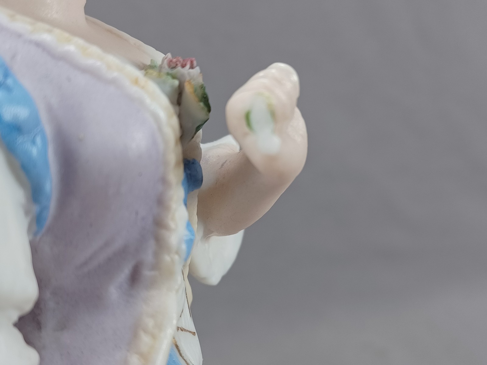 19th Century Continental Hand Painted Bisque Lady Basket of Flowers Figurine