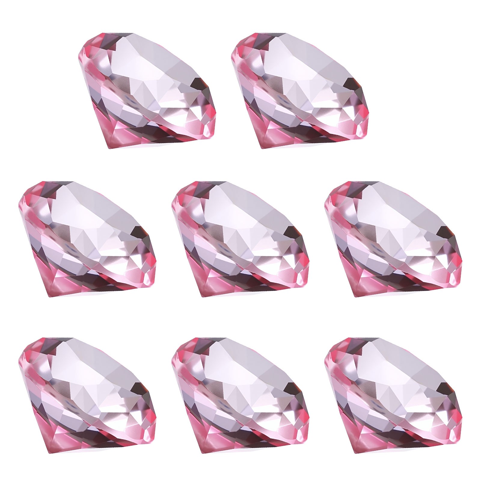 8 Pcs 40mm / 1.57 Inch Diamond Crystal Paperweight, Pink