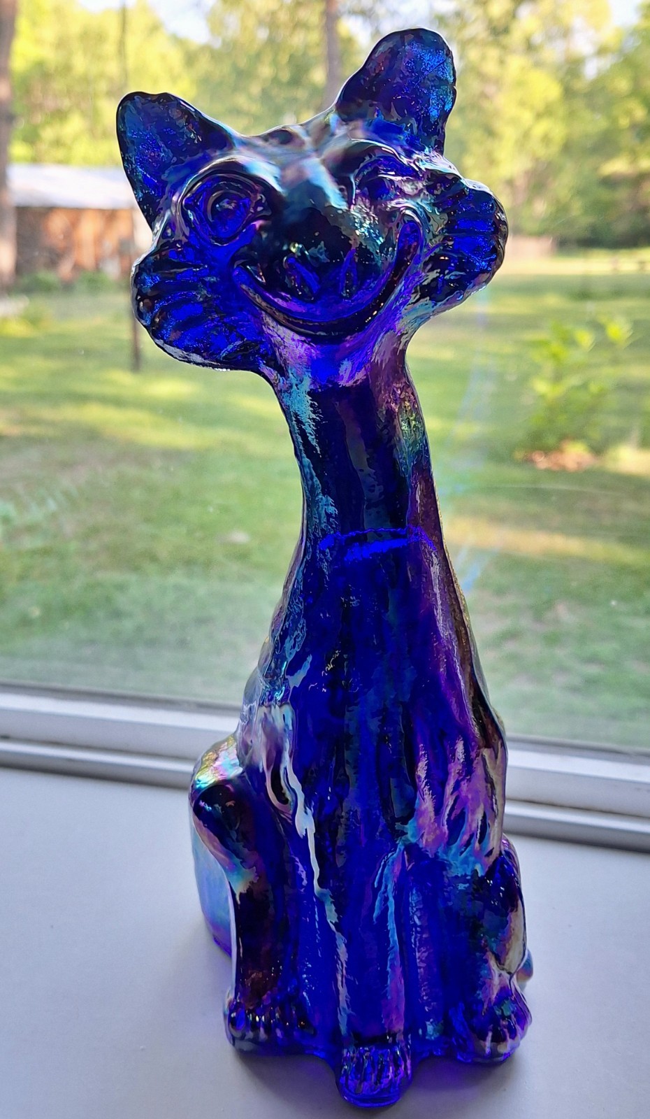 Fenton Alley Cat 11 inch Iridescent Carnival Cobalt Blue 2026 Mosser