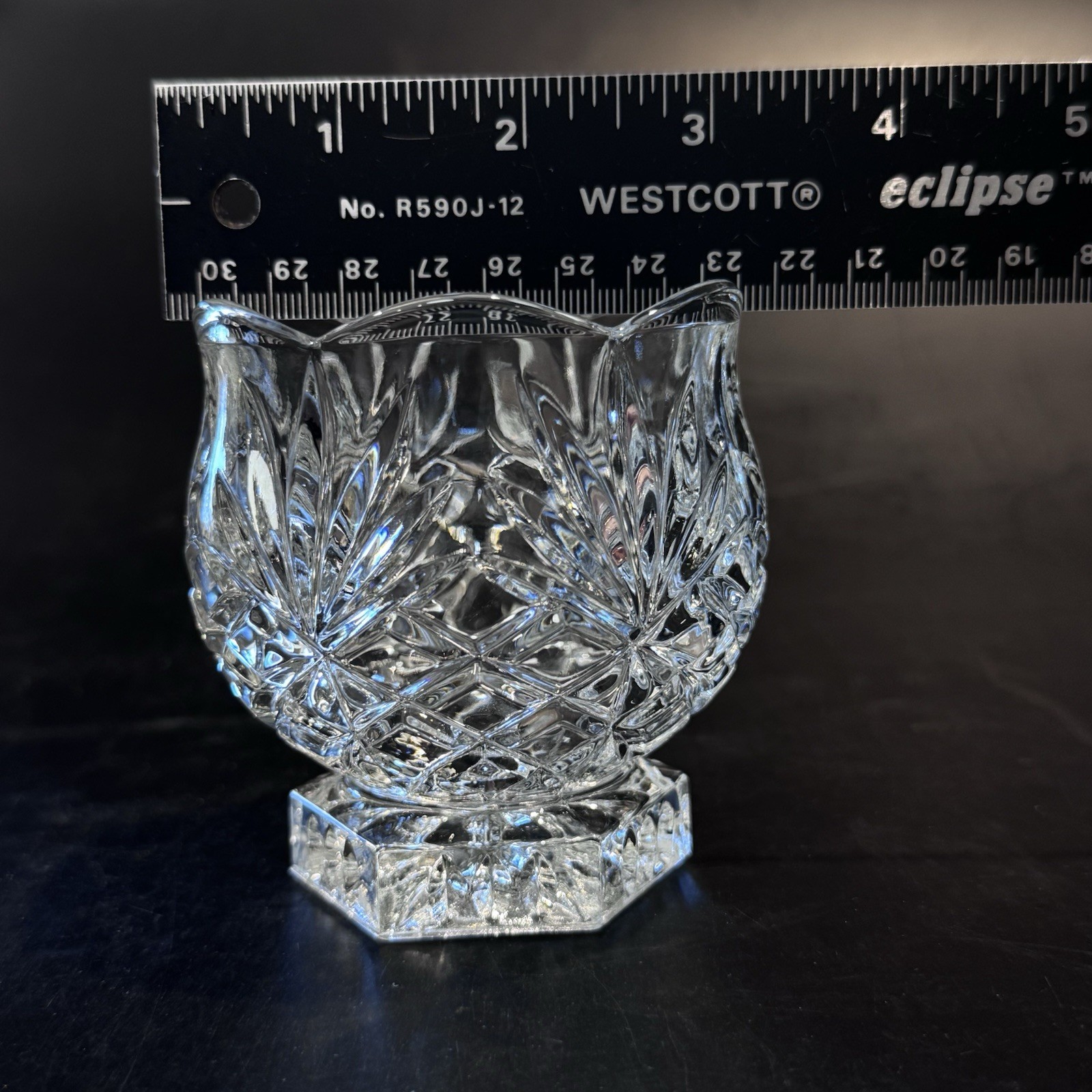 Noritake Retired Hampton Hall Crystal Votive Pedestal Candle Holder Starburst