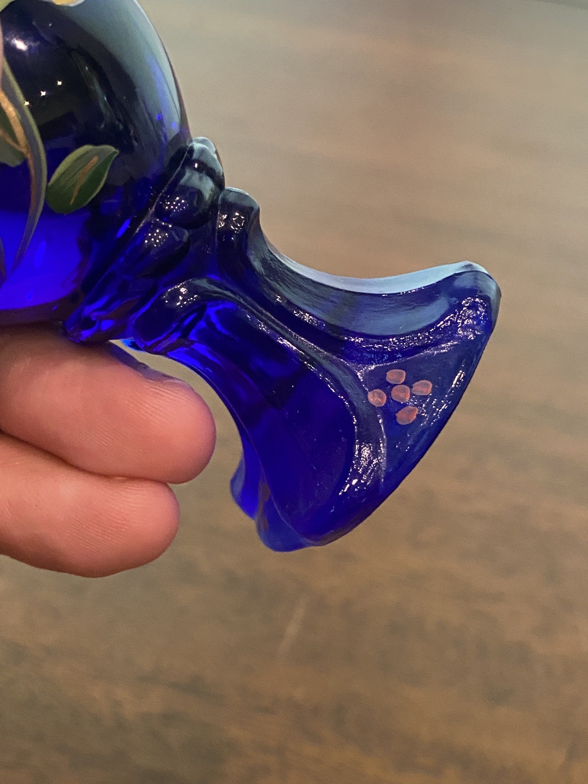 VTG FENTON Cobalt Blue PAINTED BIRD & FLORAL LTD ED #257/3000 Glass Egg 3.75″H