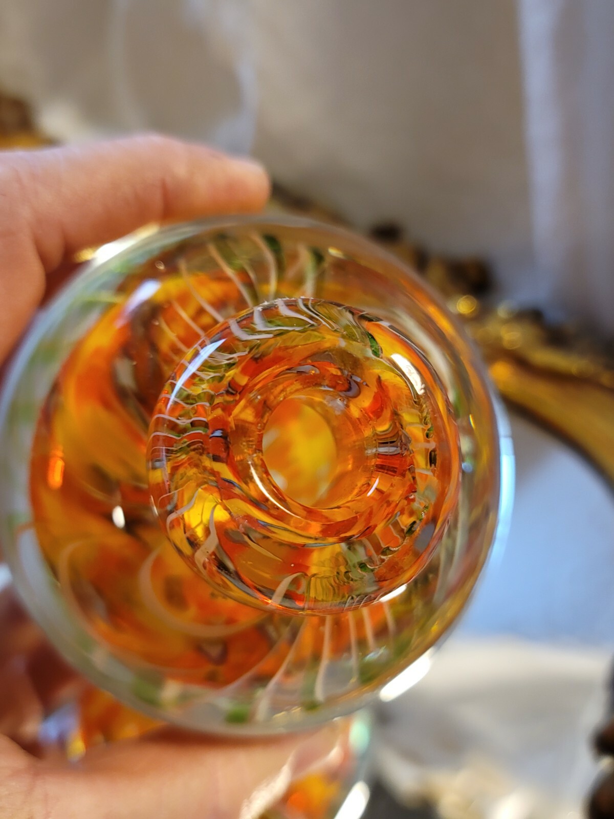 murano style hand made Vase Perfume Bottle Art Glass 6.5″ broken applicator a5
