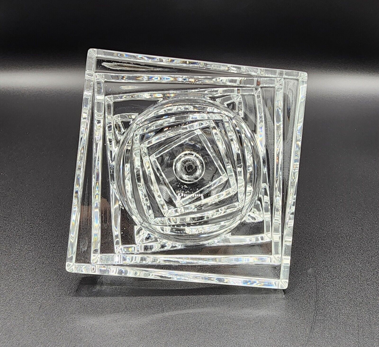 JG Durand Vintage Crystal Sculpture Candle Holder 2.25in x 4in 1980 Round Candle