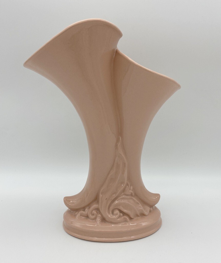 Vintage 1940’s- 1950’s Holly wood Regency Pink Double Vase Elegant Very Nice