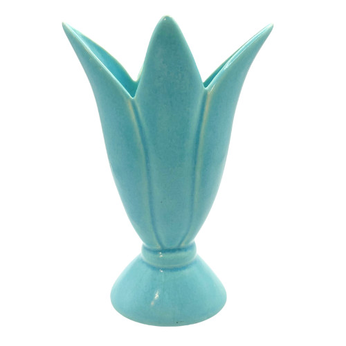 1940’s MCM Turquoise Tulip Vase Franciscan Art Ware 6″ Grandmacore Art Pottery