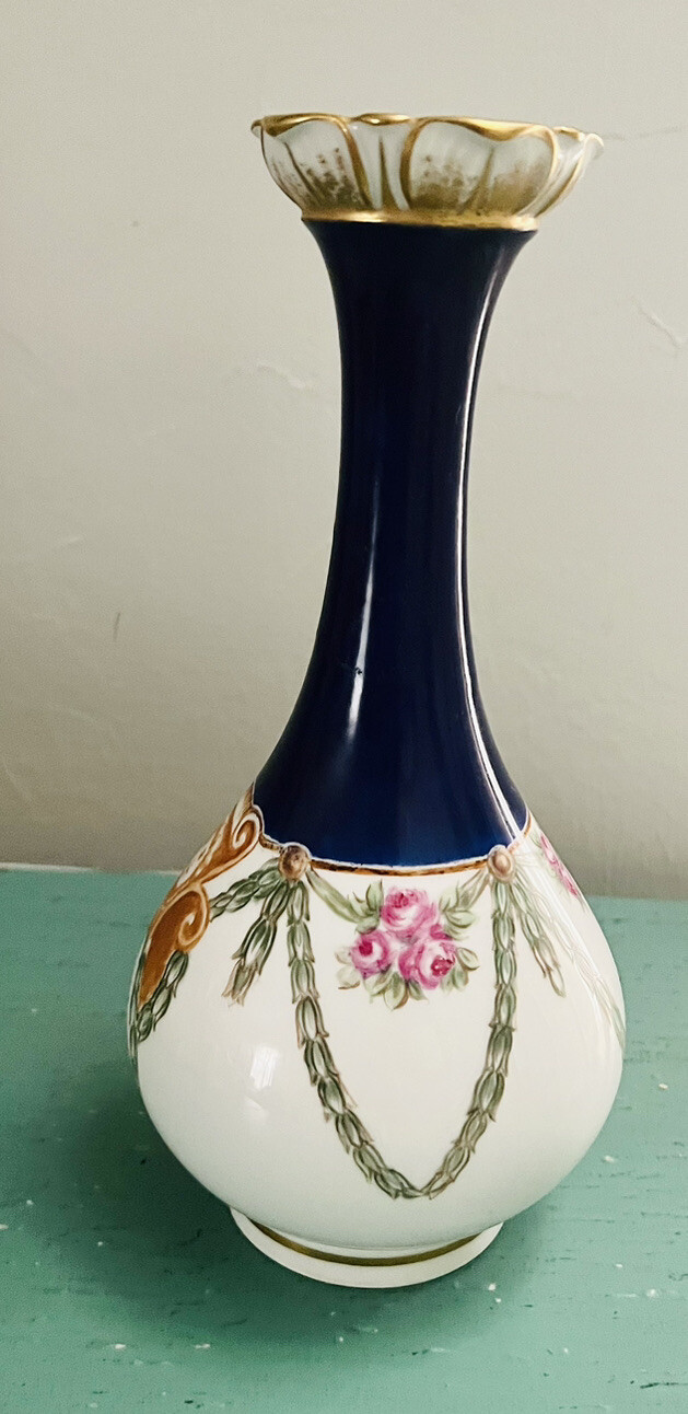 Unique Antique? KPM Blue Berlin Porcelain Vase Hand Painted Gilded HR