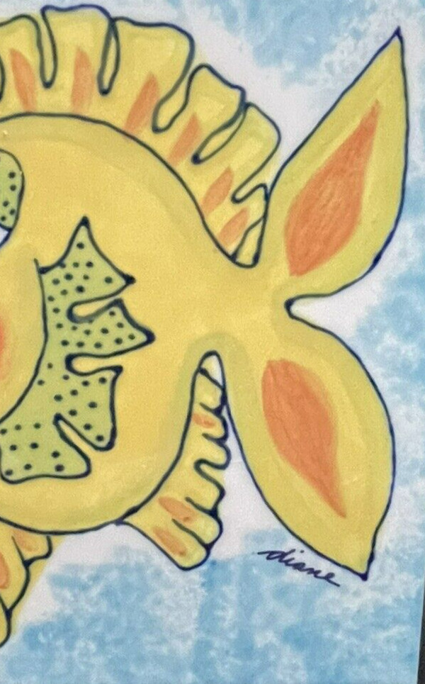 Diane Artware Ceramic Yellow Fish 6×6 Wall Tile Trivet