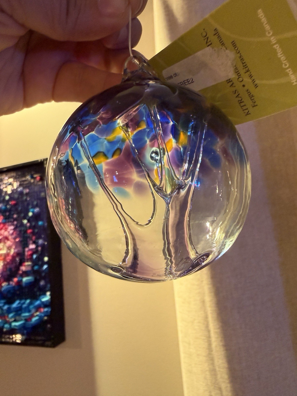 Kitras Art Glass 3” Tree Of Knowledge Ball Garden Home Decor Rare Find