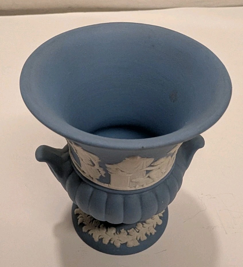 Antique Wedgwood Blue Jasper Ware Urn Tiny Small Classical England