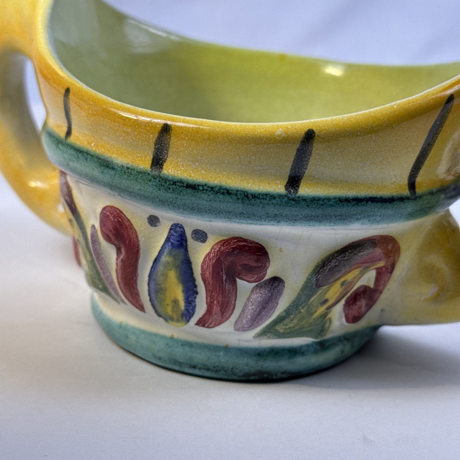 Small Antique Majolica Jardiniere Planter Floral Decor Vase. 8” X 5.25”