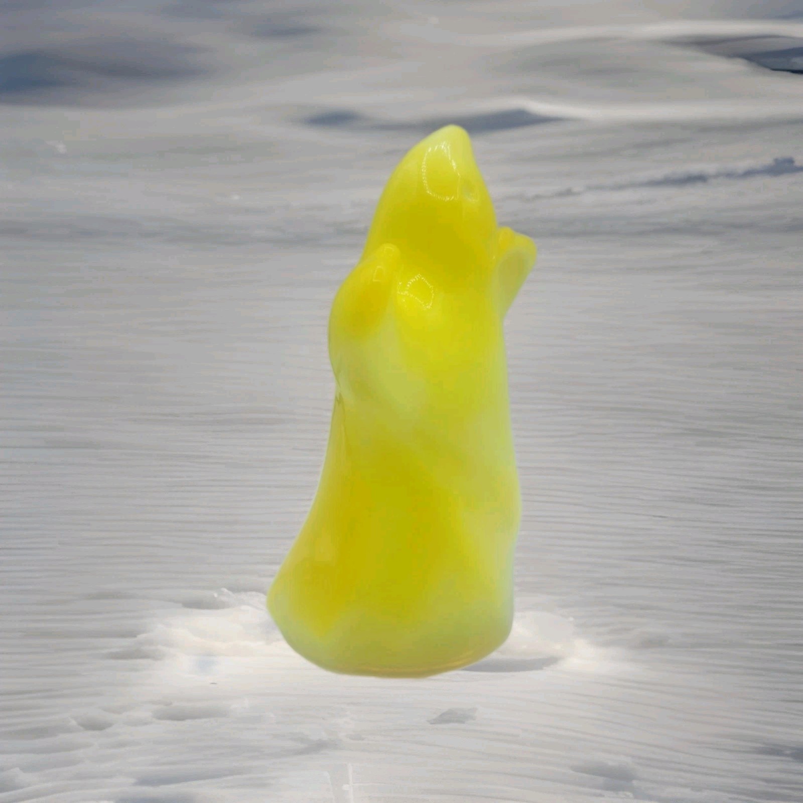 Ghost and Turtle Mosser for Fenton Mold Art Glass Dandelion Yellow Glows UV