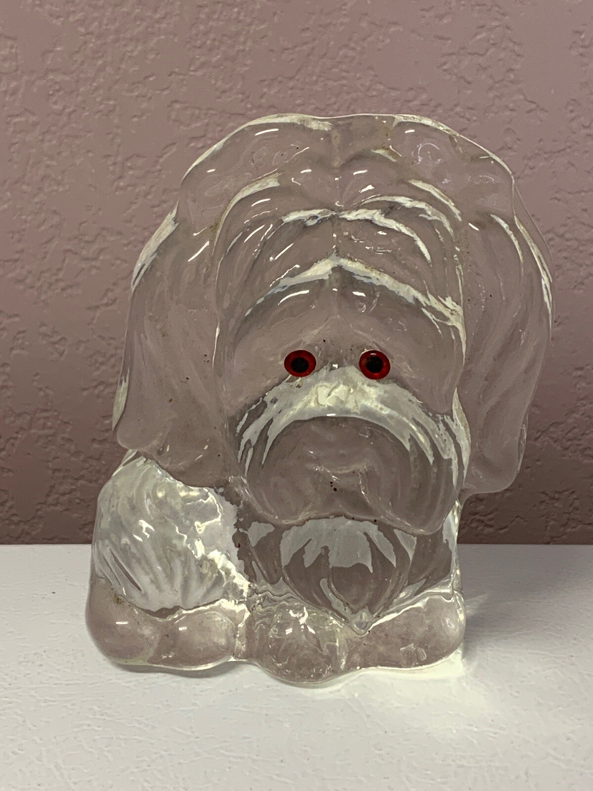 Vintage Glass Puppy Dog Paper Weight Desk Decor Handmade