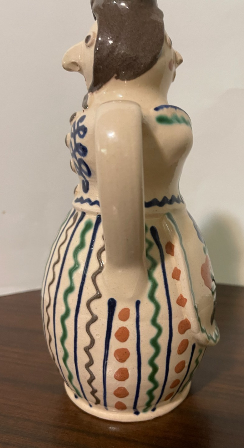 Folk Art Figurative Pottery Double Sided Lady Vase 8″ Tall Studio Pottery Signed