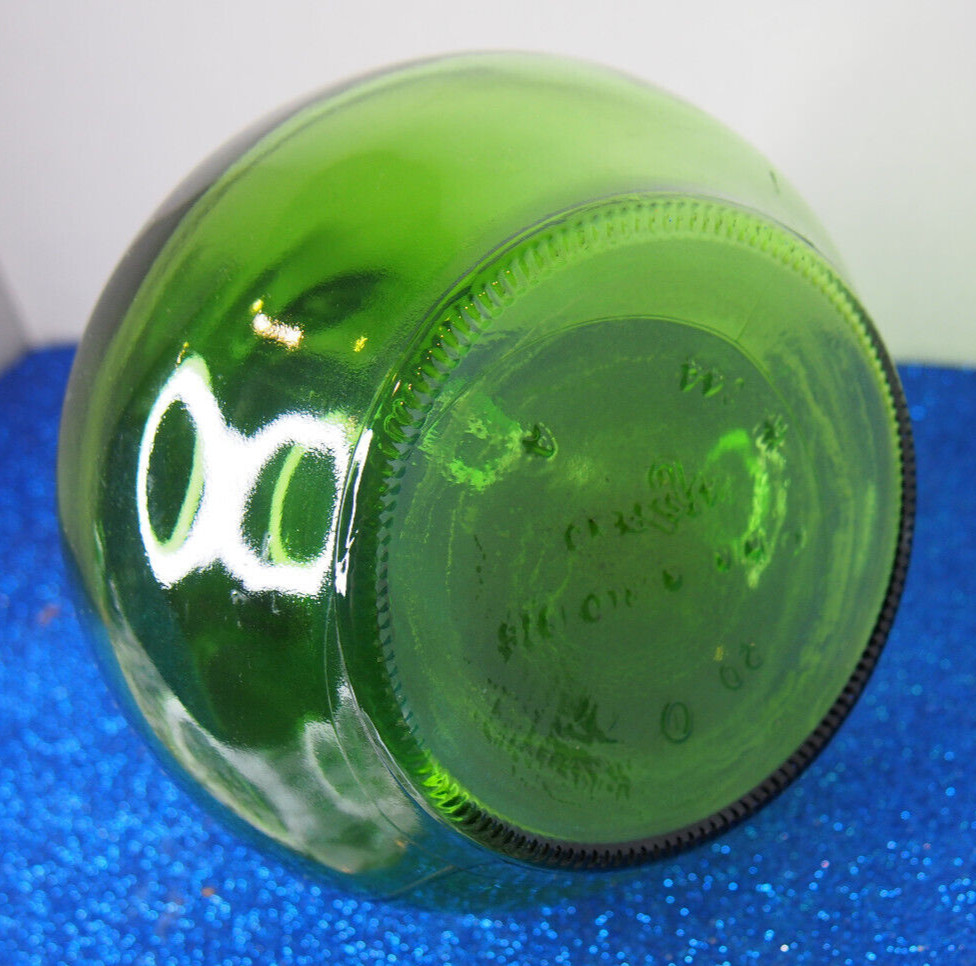 Vintage Green Glass Pitcher thin neck 11.5 inches tall