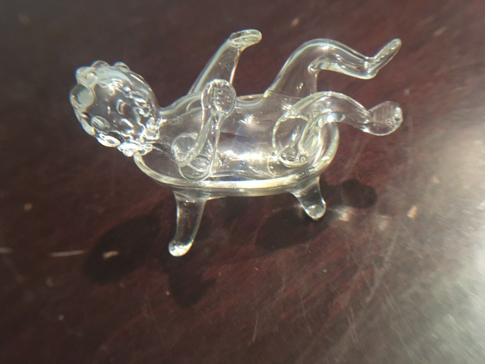 VINTAGE ITALIAN PARISE VETRO HAND BLOWN GLASS BABY IN THE TUB RARE