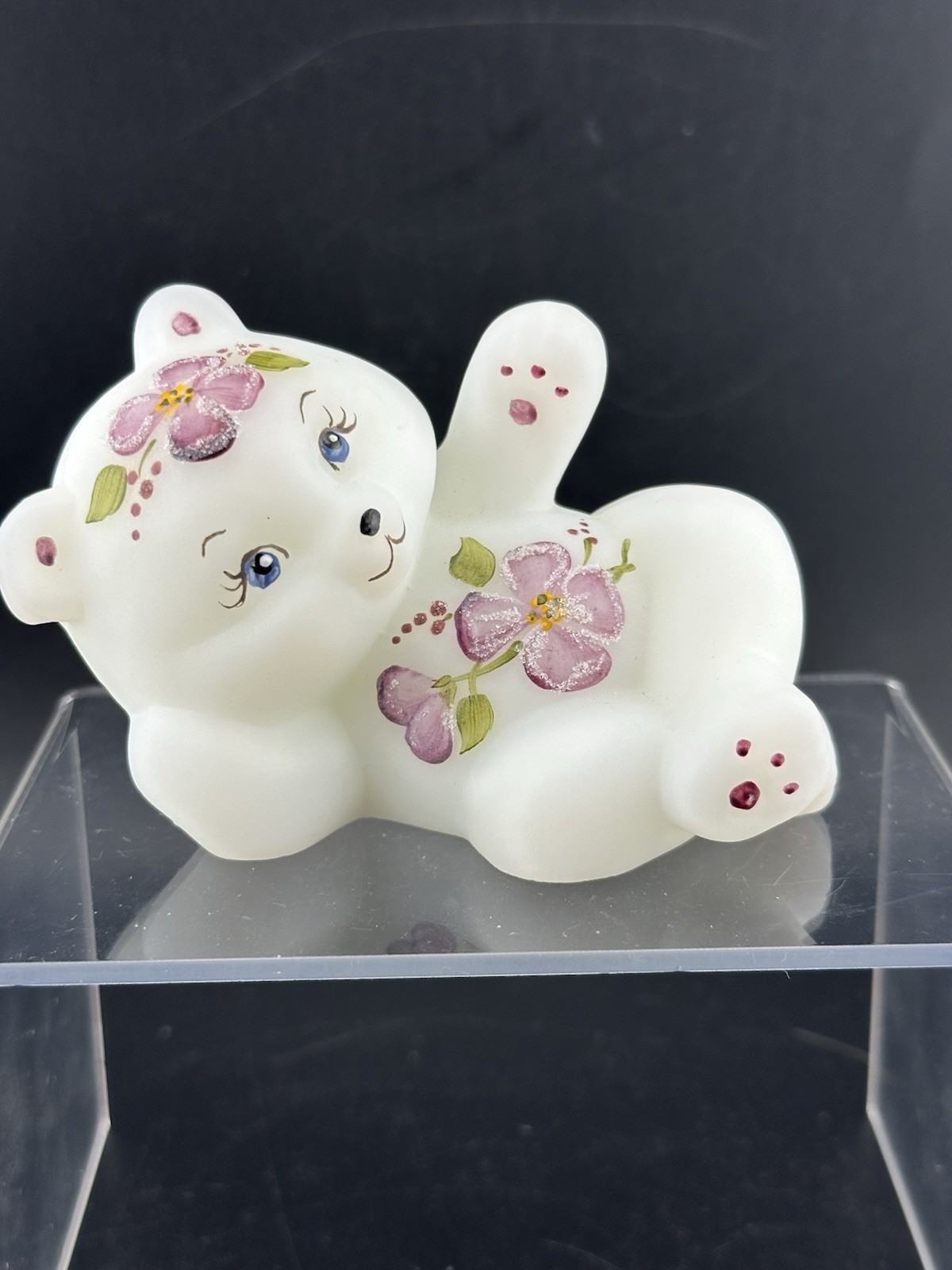 Fenton Marilyn Wagner Reclining Bear OOAK with Butterfly